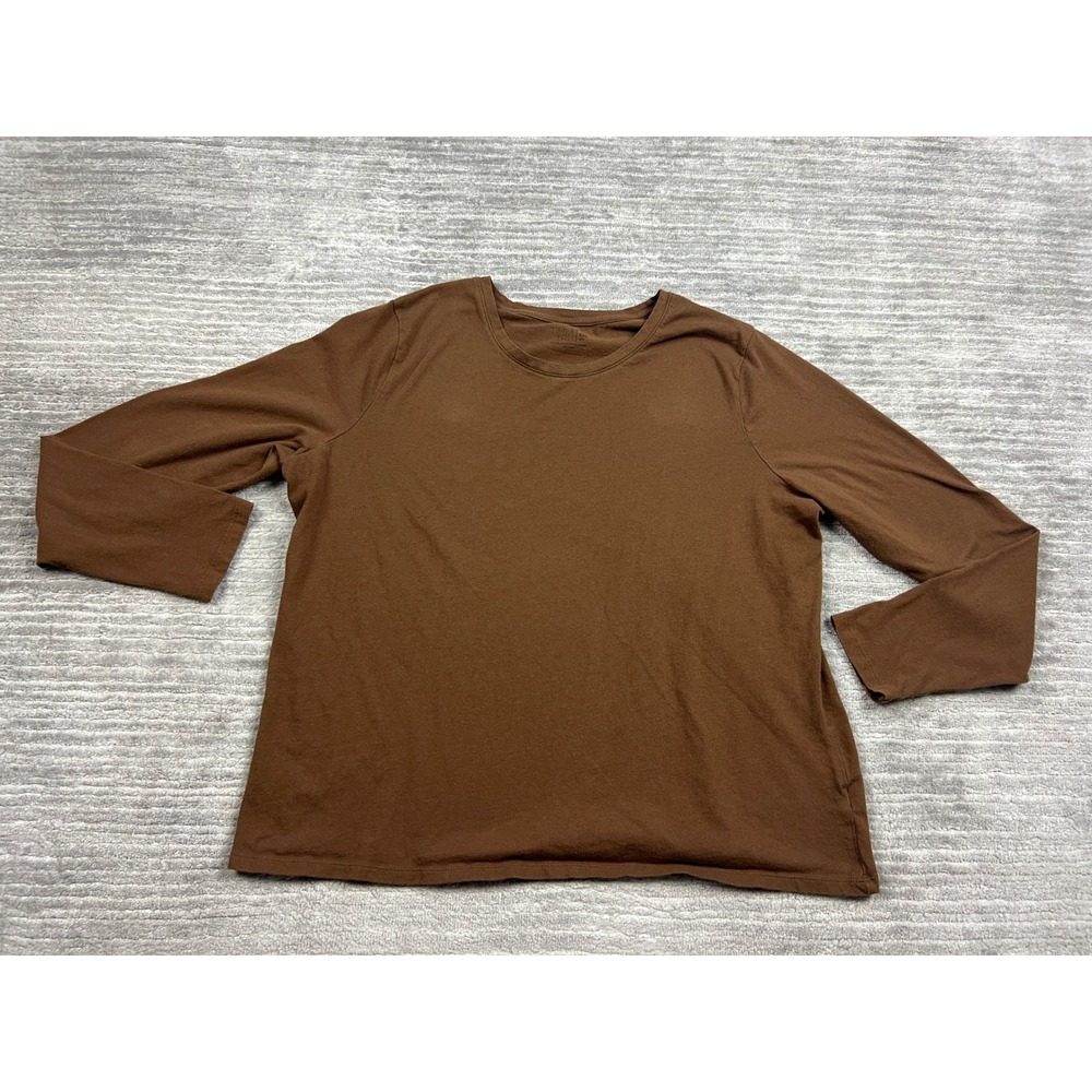 Time and Tru T-Shirt Womens XXL Brown Long Sleeve Crew Neck Cotton Basic Tee